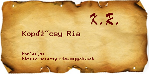 Kopácsy Ria névjegykártya